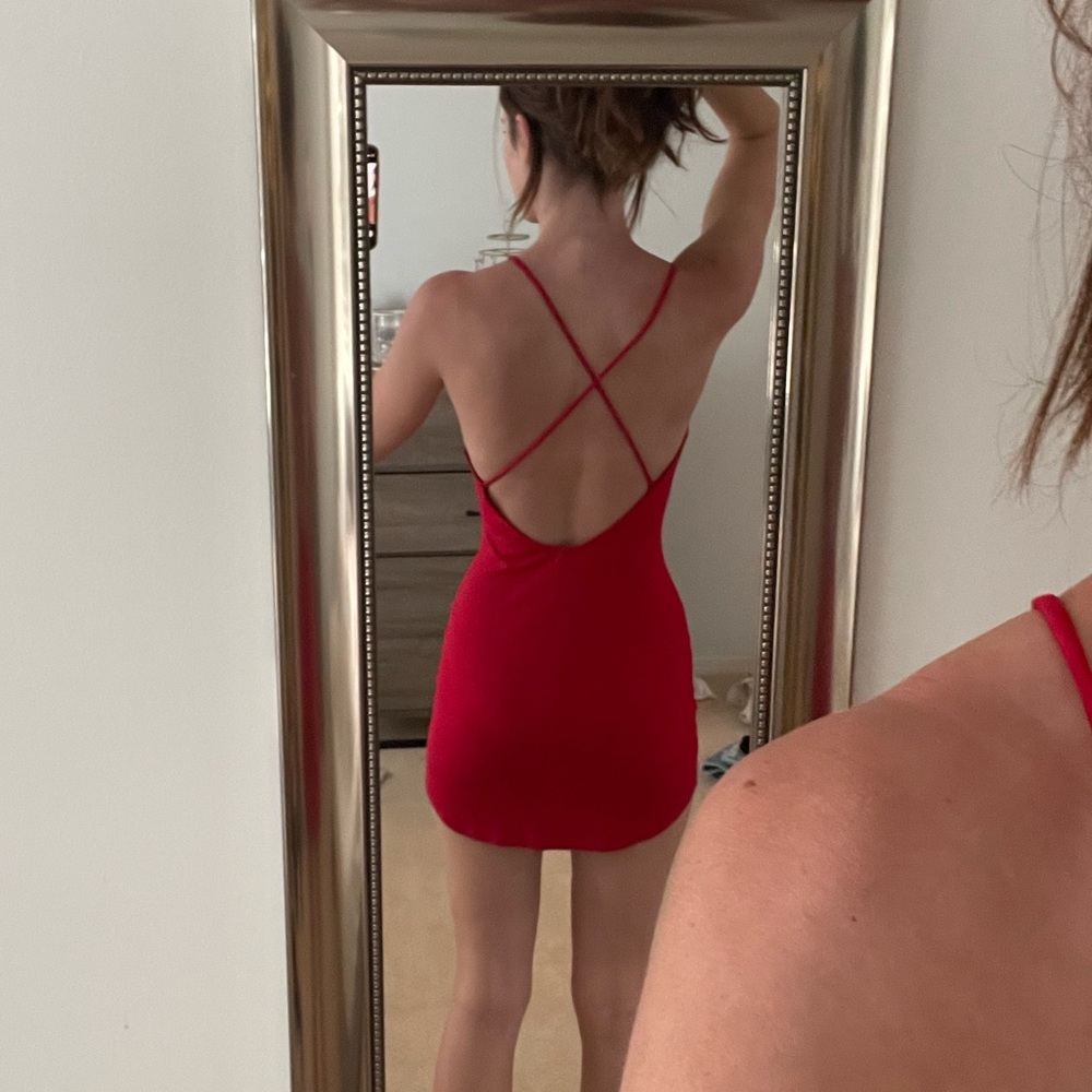 Red Open Back Dress